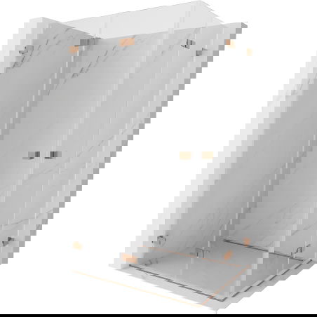 Mexen Lunar-F Duo skladací sprchovací kút 80 x 75 cm, číry, brúsená meď - 836-080L-075P-65-00