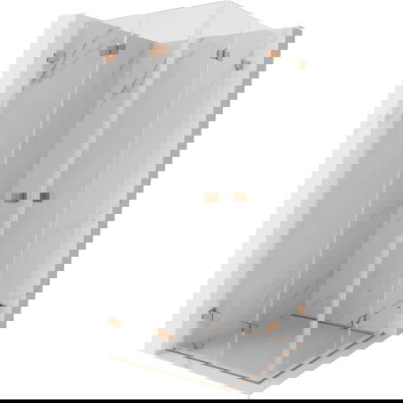 Mexen Lunar-F Duo skladacia sprchová kabína 85 x 85 cm, transparentná, brúsená meď - 836-085L-085P-65-00