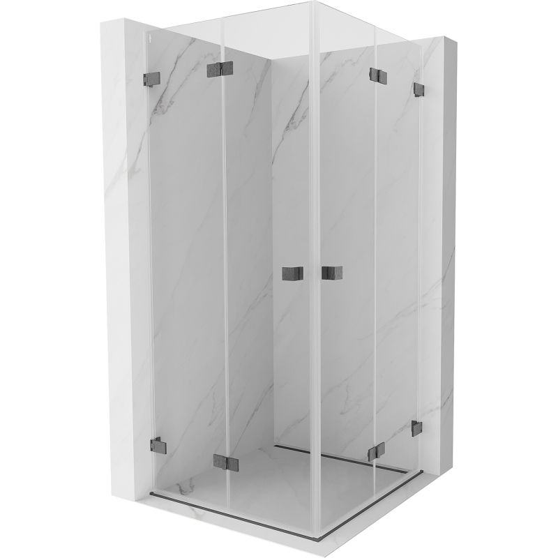 Mexen Lunar-F Duo skladací sprchovací kút 70 x 70 cm, transparentný, brúsená tmavosivá - 836-070L-070P-66-00