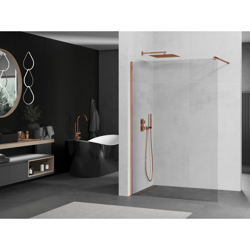 Mexen Kioto sprchová stena Walk-in 160 x 200 cm, transparent 8 mm, ružové zlato - 800-160-101-60-00