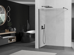 Mexen Kioto Sprchová stena Walk-in 50 x 200 cm, transparentná 8 mm, čierna - 800-050-101-70-00