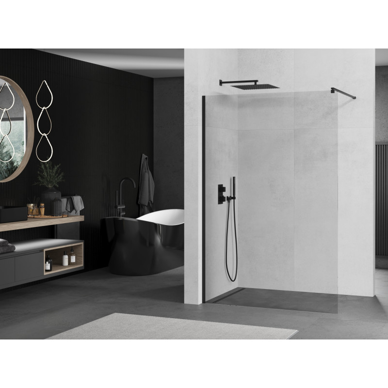Mexen Kioto sprchová stena Walk-in 70 x 200 cm, priehľadná 8 mm, čierna - 800-070-101-70-00