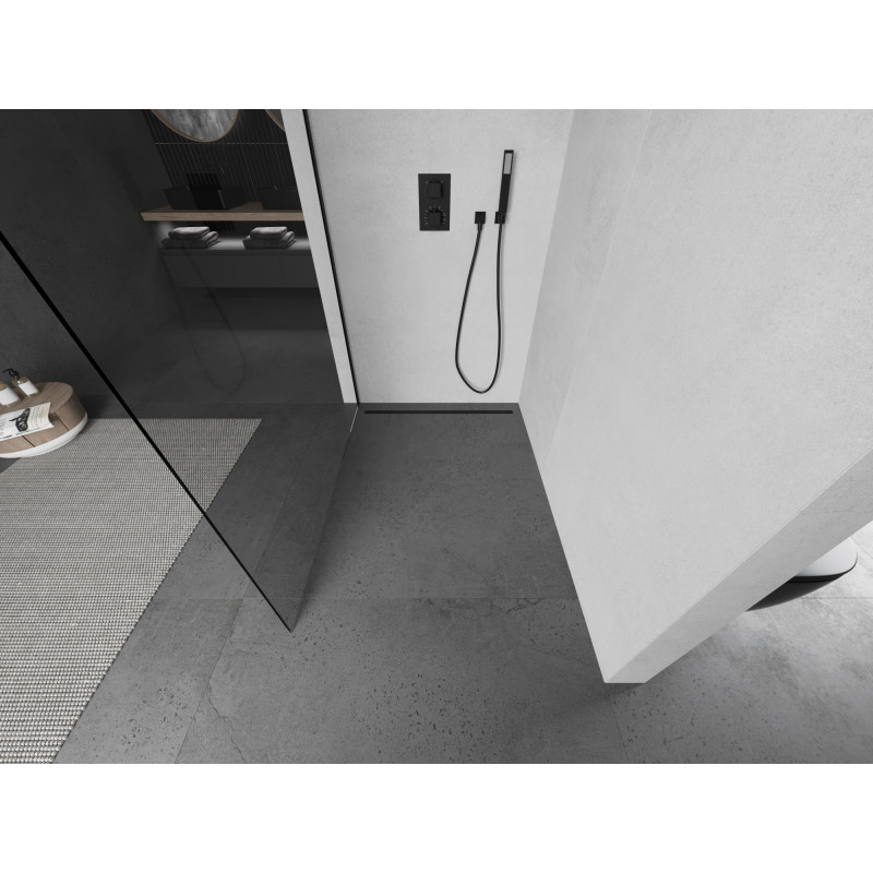 Mexen Kioto sprchová stena Walk-in 70 x 200 cm, priehľadná 8 mm, čierna - 800-070-101-70-00