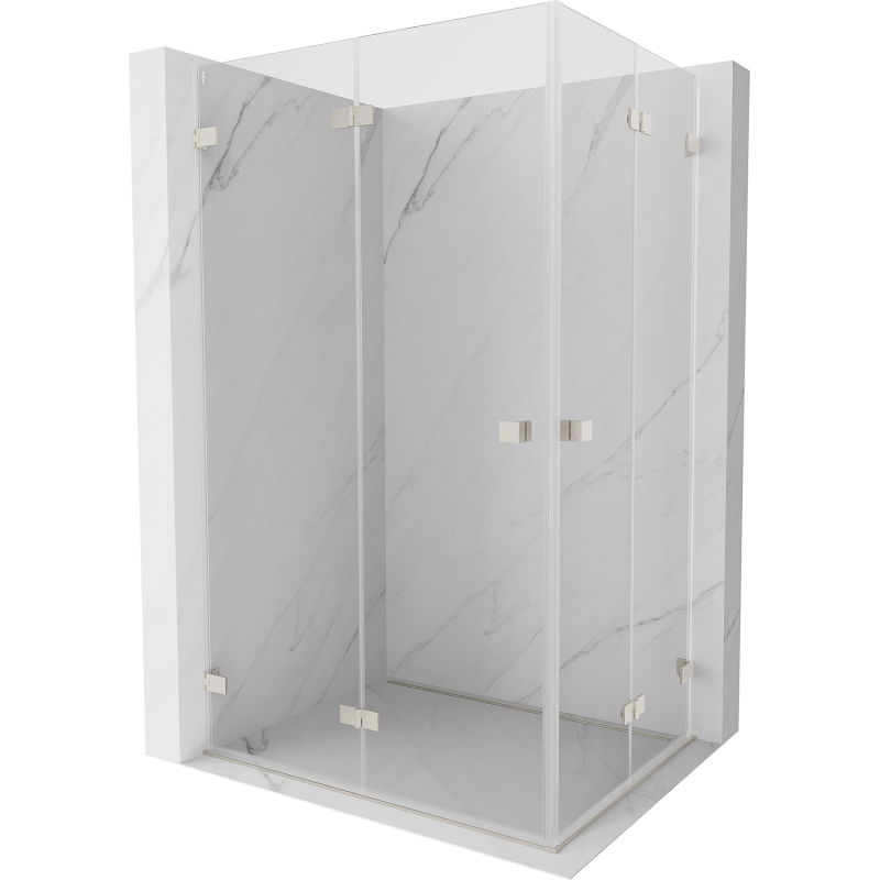 Mexen Lunar-F Duo skladací sprchový kút 90 x 70 cm, transparentný, brúsený nikel - 836-090L-070P-97-00