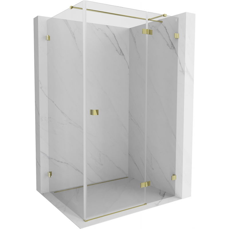 Mexen Lunar T sprchový kút pravouhlý pravý 140 x 80 cm, priehľadný, zlatý - 834T-140-080-50-00-P