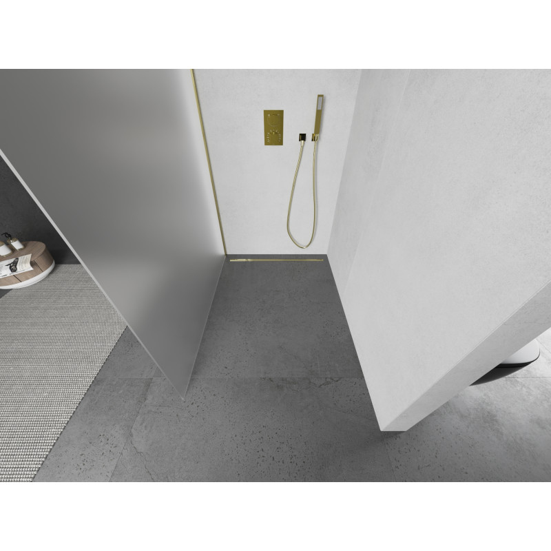 Mexen Kioto sprchová stena Walk-in 80 x 200 cm, mraz 8 mm, zlatá - 800-080-101-50-30