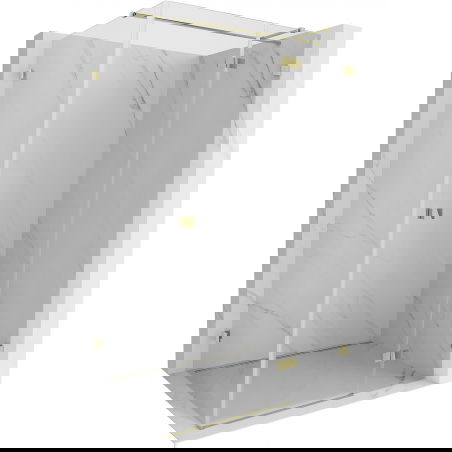 Mexen Lunar T sprchový kút s otváracími dverami pravý 140 x 90 cm, priehľadný, zlatý - 834T-140-090-50-00-P