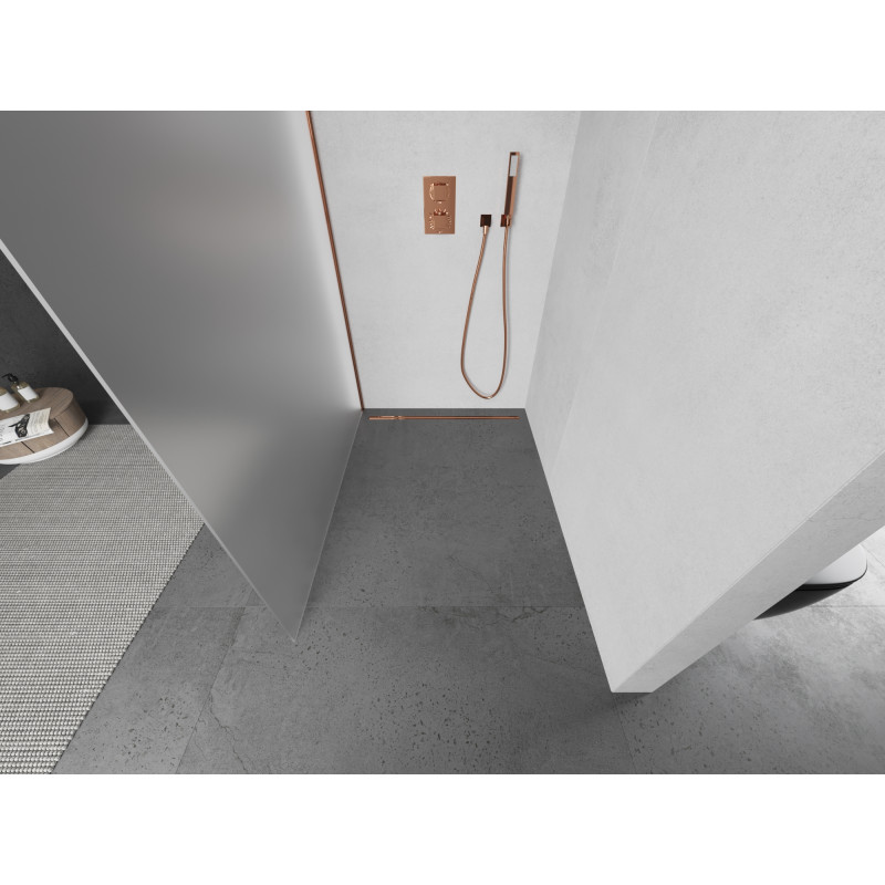 Mexen Kioto sprchová stena Walk-in 70 x 200 cm, matný 8 mm, ružové zlato - 800-070-101-60-30