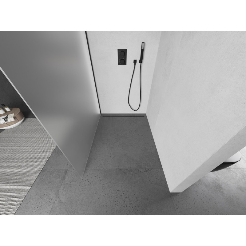 Mexen Kioto sprchová stena Walk-in 70 x 200 cm, námraza 8 mm, čierna - 800-070-101-70-30