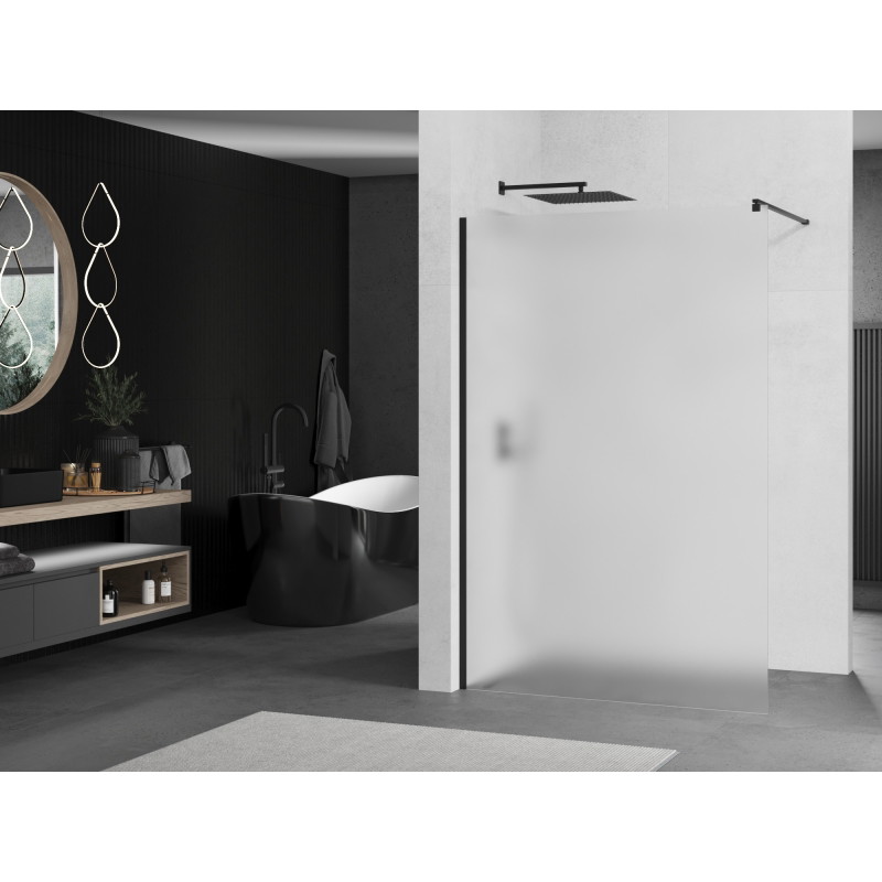 Mexen Kioto sprchová stena Walk-in 70 x 200 cm, námraza 8 mm, čierna - 800-070-101-70-30