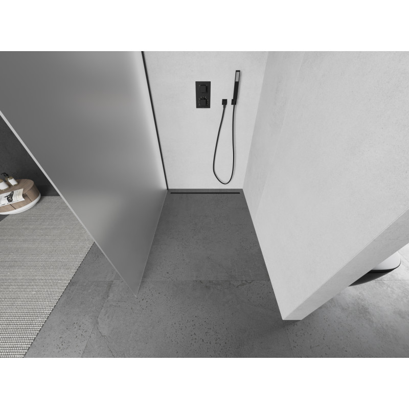 Mexen Kioto sprchová stena Walk-in 90 x 200 cm, matné sklo 8 mm, čierna - 800-090-101-70-30