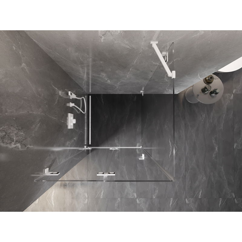 Mexen Lunar-F skladací sprchovací kút ľavý 100 x 100 cm, transparentný, biely - 836-100-100-20-00-L