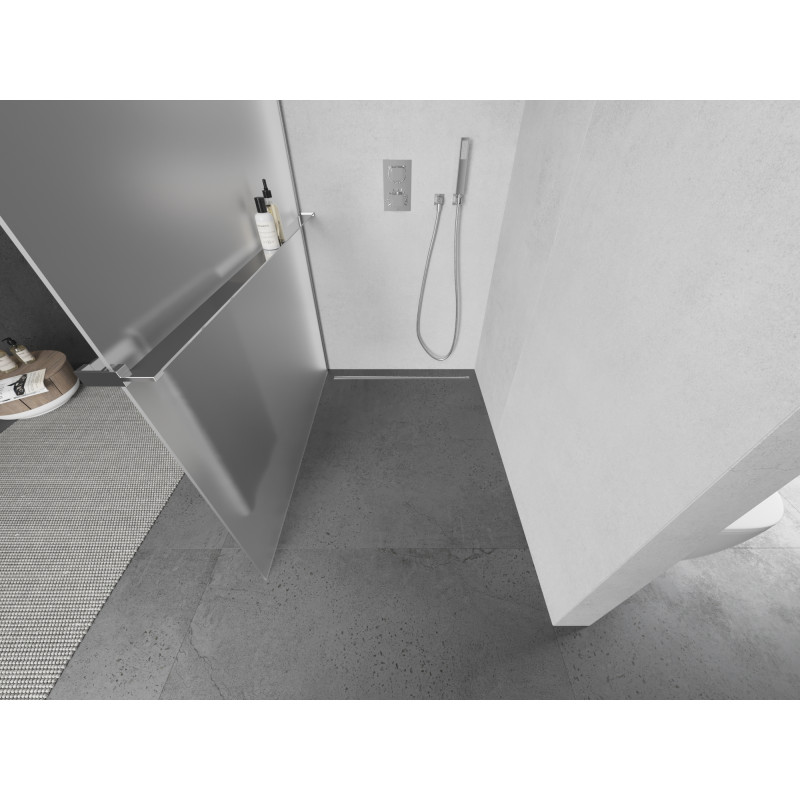 Mexen Kioto+ Sprchová stena s poličkou Walk-in 70 x 200 cm, matná, chróm - 800-070-121-01-30