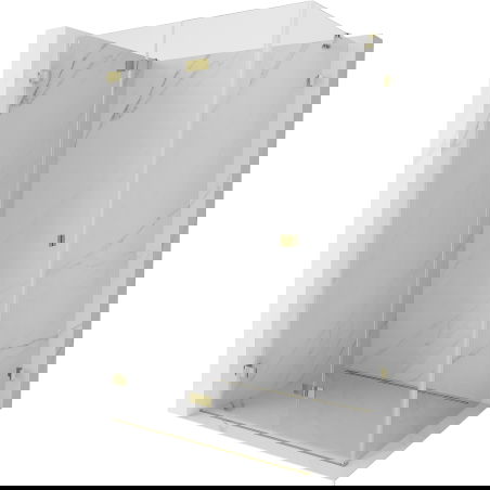 Mexen Lunar-F skladacia sprchová kabína ľavá 90 x 80 cm, transparentná, zlatá - 836-090-080-50-00-L