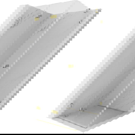 Mexen Lunar-F skladacia sprchová kabína ľavá 100 x 100 cm, transparentná, zlatá - 836-100100-50-00-L