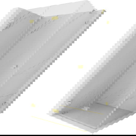 Mexen Lunar-F skladacia sprchová kabína ľavá 90 x 80 cm, transparentná, zlatá brúsená - 836-090-080-55-00-L