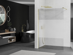 Mexen Kioto sprchová stena Walk-in 100 x 200 cm, transparentná/mrazivá 8 mm, zlatá - 800-100-101-50-35