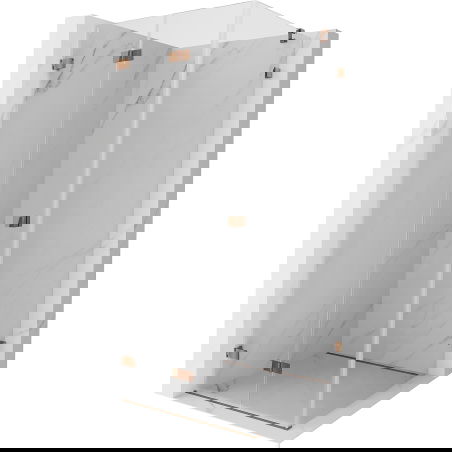 Mexen Lunar-F skladací sprchový kút ľavý 70 x 70 cm, transparentný, ružové zlato- 836-070-070-60-00-L