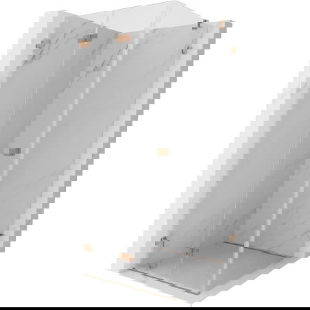 Mexen Lunar-F skladacia sprchová kabína ľavá 70 x 70 cm, transparentná, brúsená meď- 836-070-070-65-00-L