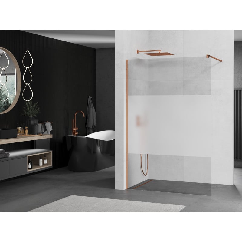 Mexen Kioto Sprchová stena Walk-in 100 x 200 cm, transparent/ľadová 8 mm, ružové zlato - 800-100-101-60-35