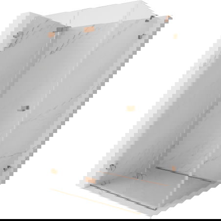 Mexen Lunar-F skladacia sprchová kabína ľavá 100 x 90 cm, priehľadná, brúsená meď- 836-100-090-65-00-L