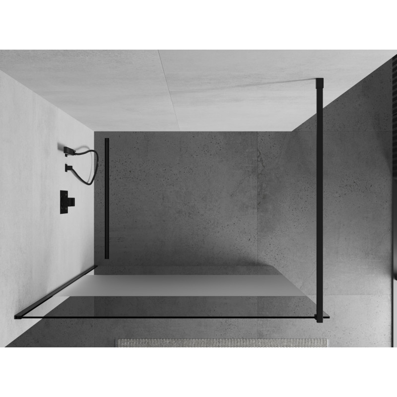 Mexen Kioto sprchová stena Walk-in 100 x 200 cm, transparentná/matná 8 mm, čierna - 800-100-101-70-35