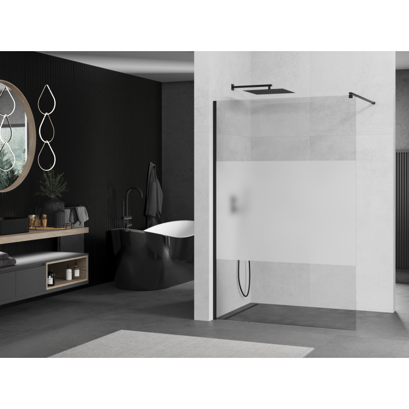 Mexen Kioto sprchová stena Walk-in 120 x 200 cm, priehľadná/matná 8 mm, čierna - 800-120-101-70-35