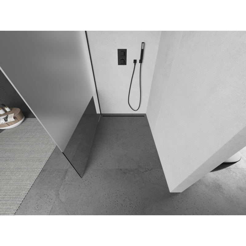 Mexen Kioto sprchová stena Walk-in 120 x 200 cm, priehľadná/matná 8 mm, čierna - 800-120-101-70-35