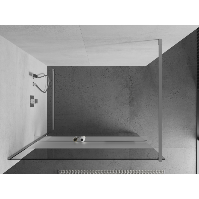 Mexen Kioto+ sprchová stena s poličkou Walk-in 70 x 200 cm, transparentná/matná, chróm - 800-070-121-01-35