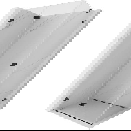 Mexen Lunar-F skladací sprchovací kút ľavý 75 x 70 cm, priehľadný, čierny - 836-075-070-70-00-L