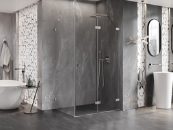 Mexen Lunar-F skladací sprchový kút pravý 90 x 70 cm, transparentný, chróm - 836-090-070-01-00-P