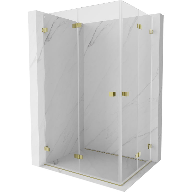 Mexen Lunar-F Duo skladací sprchový kút 95 x 75 cm, transparentný, zlatý - 836-095L-075P-50-00