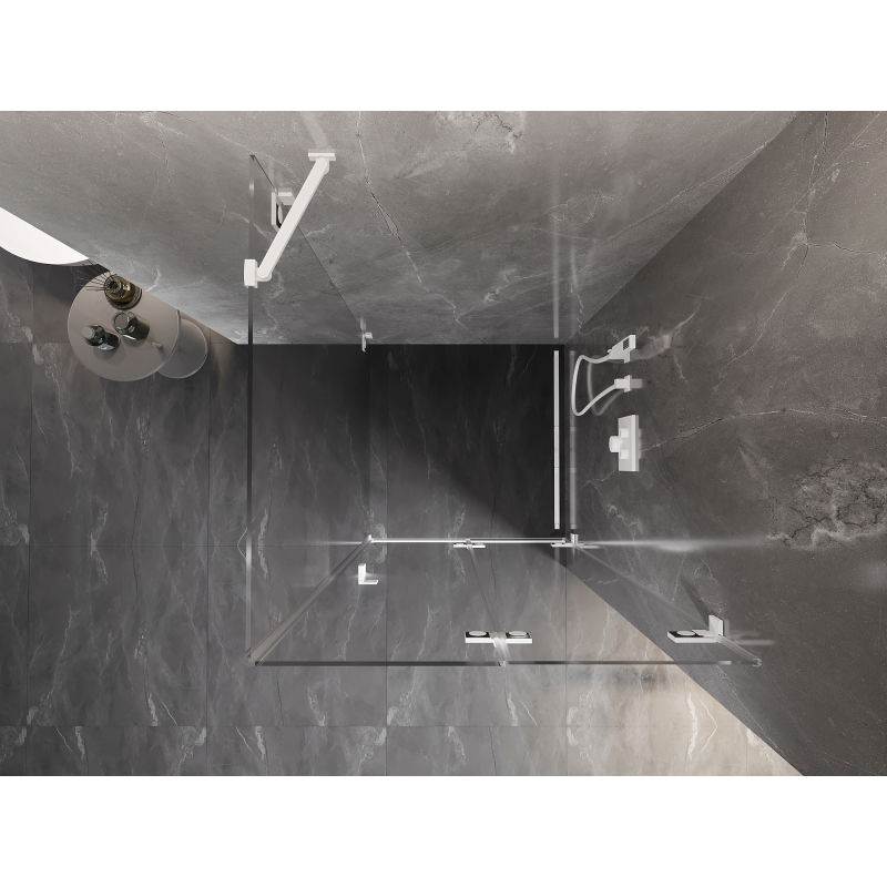 Mexen Lunar-F sprchová kabína skladacia pravá 70 x 70 cm, transparentná, biela - 836-070-070-20-00-P