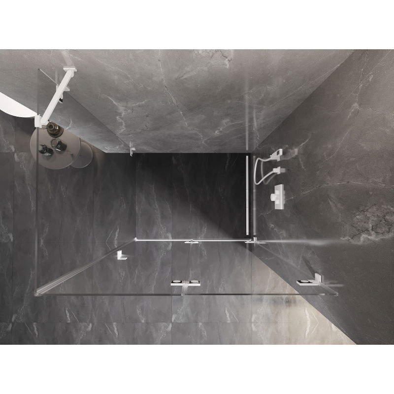 Mexen Lunar-F sprchová kabína skladacia pravá 85 x 70 cm, transparentná, biela - 836-085-070-20-00-P