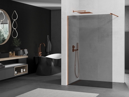Mexen Kioto sprchová stena Walk-in 120 x 200 cm, grafit 8 mm, ružové zlato - 800-120-101-60-40