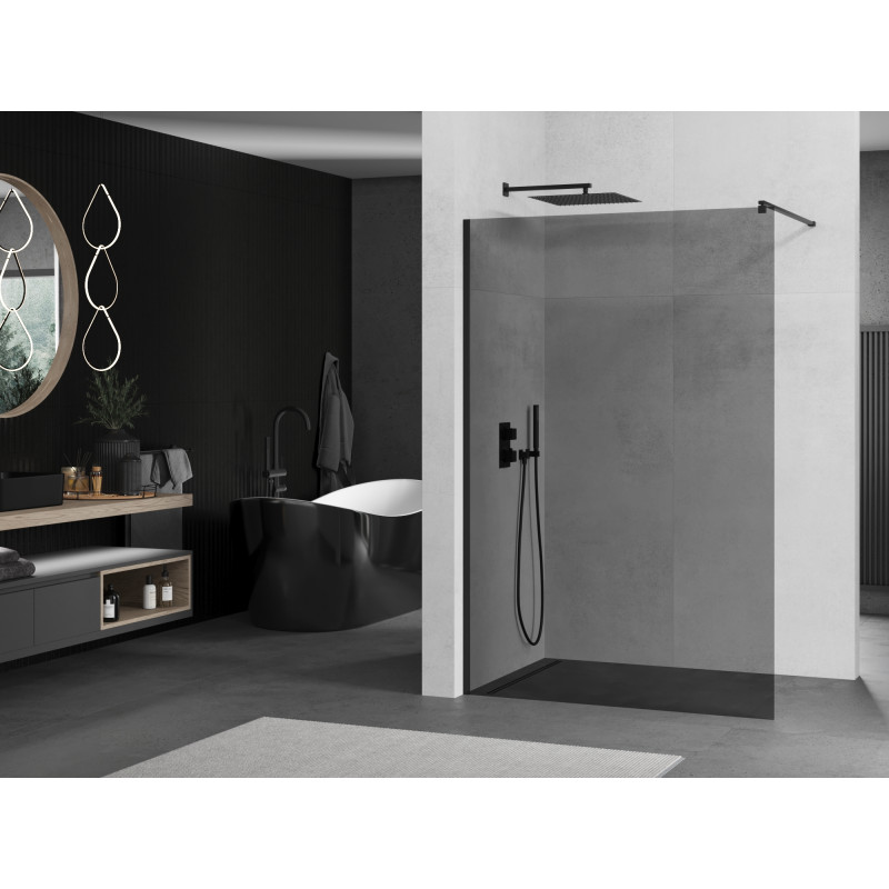 Mexen Kioto sprchová stena Walk-in 100 x 200 cm, grafitová 8 mm, čierna - 800-100-101-70-40