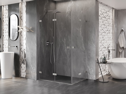 Mexen Lunar-F Duo skladacia sprchová kabína 95 x 80 cm, transparentná, brúsený nikel - 836-095L-080P-97-00