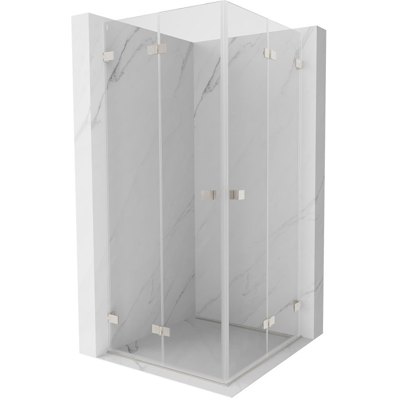 Mexen Lunar-F Duo skladací sprchovací kút 95 x 95 cm, transparentný, brúsený nikel - 836-095L-095P-97-00