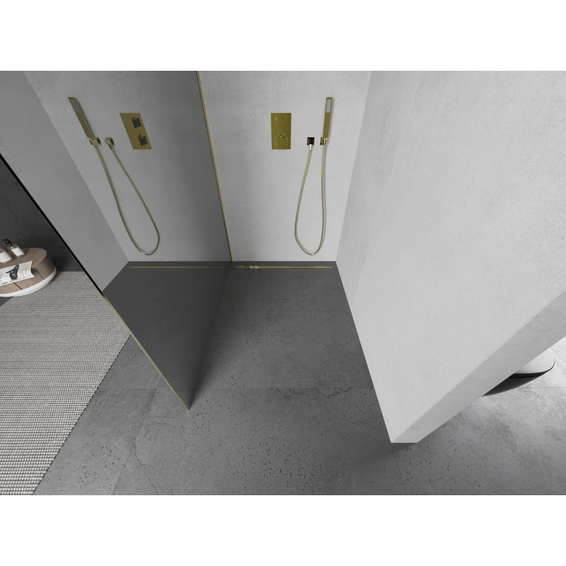 Mexen Kioto sprchová stena Walk-in 120 x 200 cm, zrkadlo 8 mm, zlatá - 800-120-101-50-50