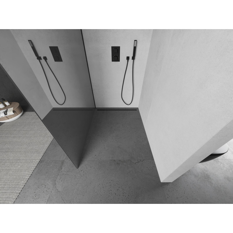 Mexen Kioto sprchová stena Walk-in 90 x 200 cm, zrkadlo 8 mm, čierna - 800-090-101-70-50