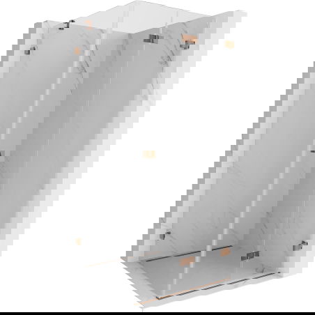 Mexen Lunar-F pravá skladacia sprchová kabína 100 x 100 cm, priehľadná, ružové zlato - 836-100-100-60-00-P