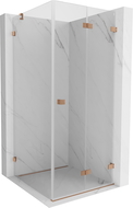 Mexen Lunar-F skladacie sprchové dvere pravé 70 x 70 cm, transparentné, brúsená meď- 836-070-070-65-00-P