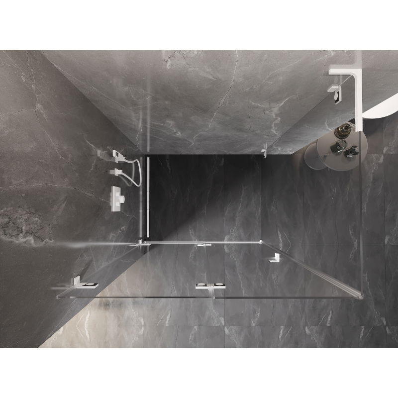 Mexen Lunar-F L skladacia sprchová kabína ľavá 100 x 80 cm, transparentná, biela - 836L-100-080-20-00-L