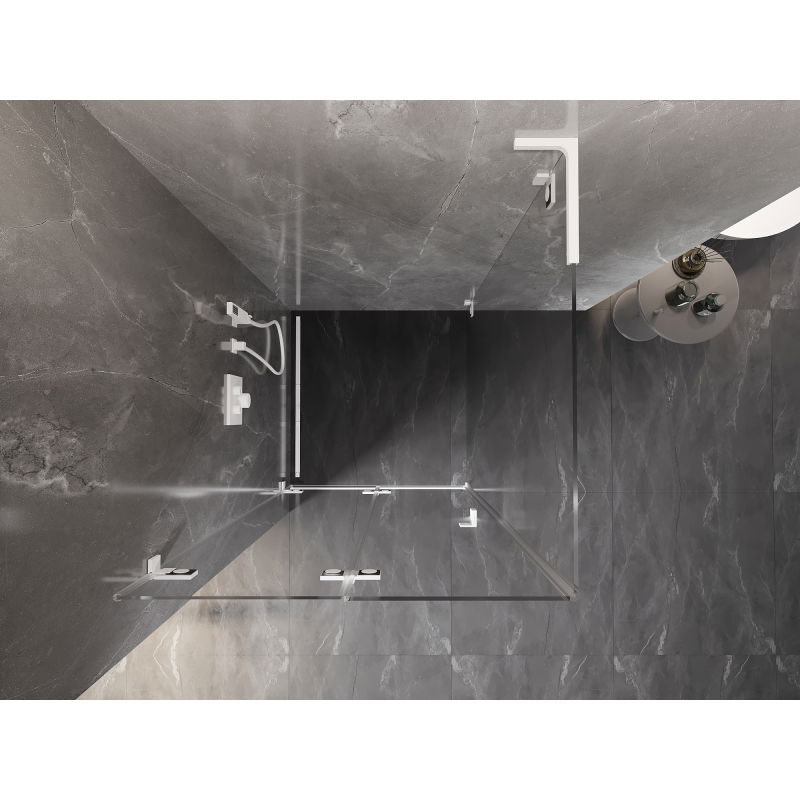 Mexen Lunar-F L skladacia sprchová kabína ľavá 90 x 90 cm, transparentná, biela - 836L-090-090-20-00-L