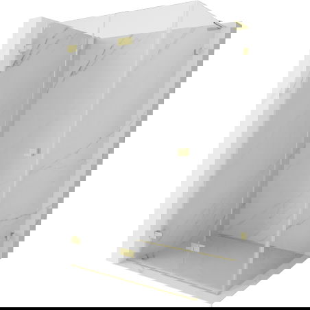 Mexen Lunar-F L sprchovací kút skladací ľavý 90 x 80 cm, transparentný, zlatý brúsený - 836L-090-080-55-00-L