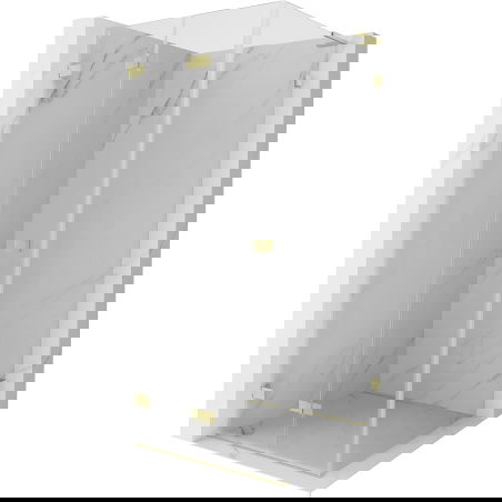 Mexen Lunar-F L skladacia sprchová kabína ľavá 100 x 100 cm, transparentná, zlatá kartáčovaná - 836L-100-100-55-00-L