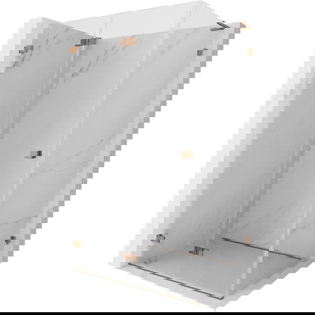 Mexen Lunar-F L skladacia sprchová kabína ľavá 90 x 70 cm, transparentná, ružové zlato - 836L-090-070-60-00-L