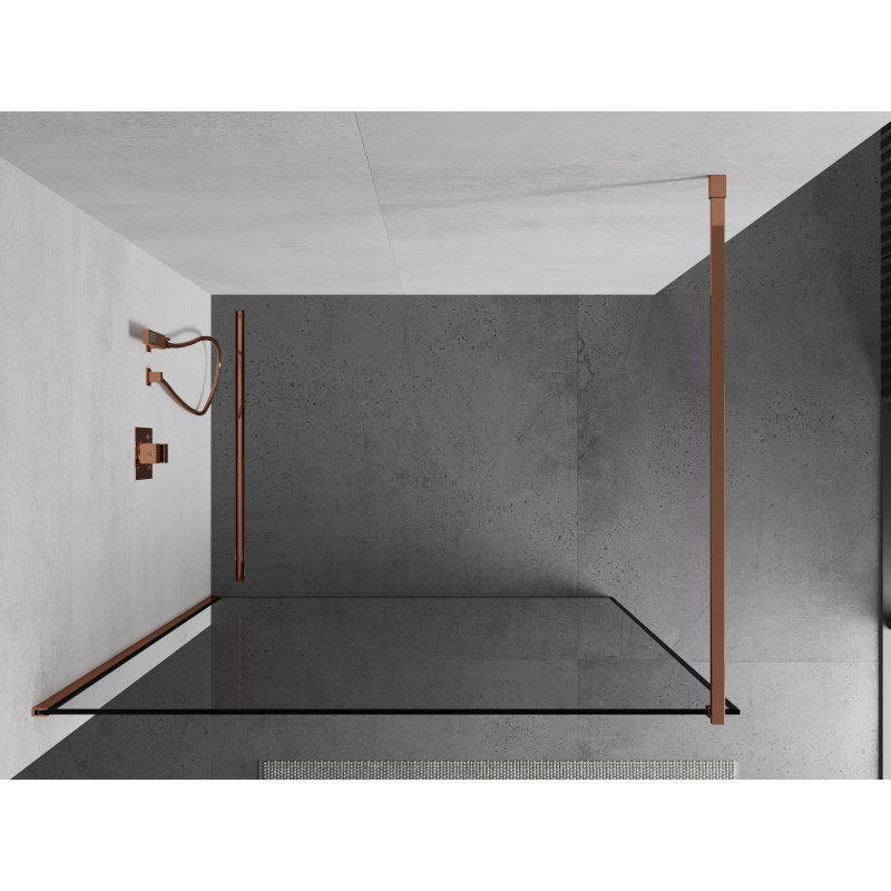 Mexen Kioto sprchová stena Walk-in 70 x 200 cm, čierny rámik 8 mm, ružové zlato - 800-070-101-60-70