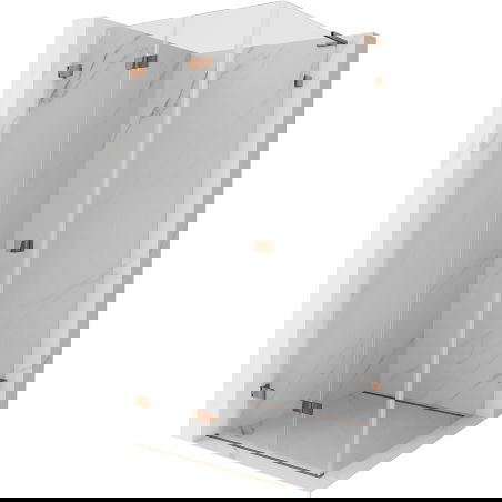 Mexen Lunar-F L skladacia sprchová kabína ľavá 100 x 100 cm, transparentná, ružové zlato - 836L-100-100-60-00-L