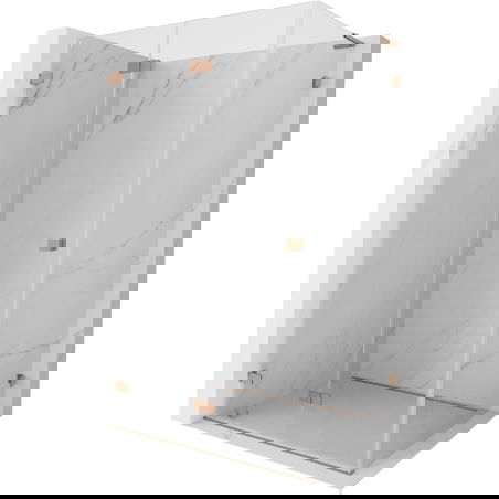 Mexen Lunar-F L sklápacia sprchová kabína ľavá 100 x 90 cm, transparentná, brúsená meď - 836L-100-090-65-00-L